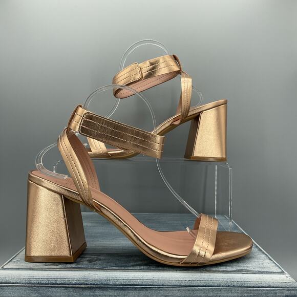 NEW Linea Paolo Women’s Emmie Heeled Sandals Gold Size 10M - Picture 1 of 10